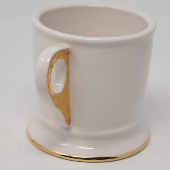 Anthropologie Mug E Initial Gold Trim Shaving Cup Monogram Typeface Boho 14 oz - Picture 7 of 16